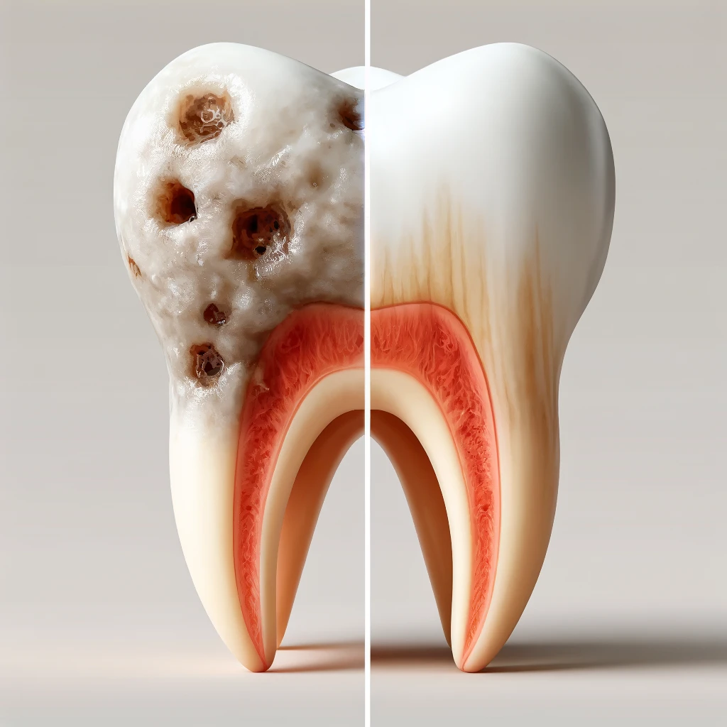 Зуб до и после лечения кариеса - Стоматологическая клиника «Арбор»